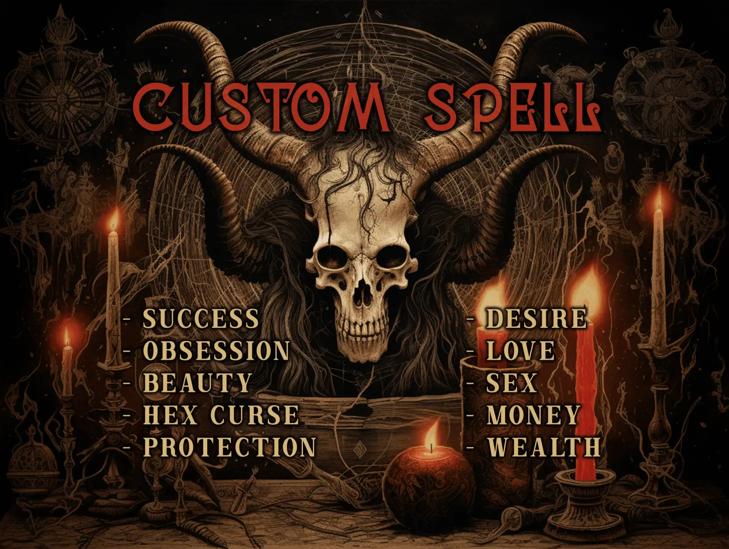 Custom Spell for Lust and Passion Spell Casting: Experience the allure and intensity of lust and passion with our powerful rituals. - Love Binding Magic: Strengthen the bonds of love and desire, ensuring a lasting relationship. - Career and Money Success