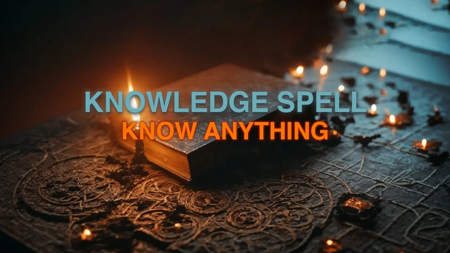 image of a witchcraft book that Unlocks hidden knowledge and insights with the Know Anything Spell, designed to enhance intuition and reveal truths about any situation or question.